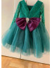 Forest Green Lace Tulle Flower Girl Dress